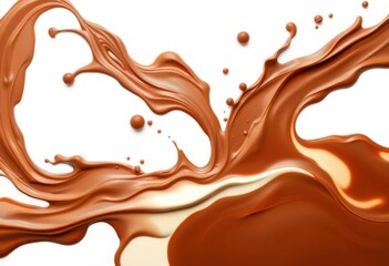 Swirling chocolate and vanilla milk splashes on white background, sweet, dessert