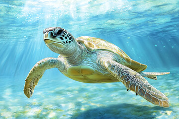 Sea animals for kids with dolphin, crab and turtle in bright cartoon illustrations with underwater theme