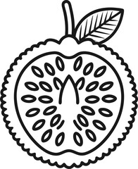 line art icon of a jack fruit on white background