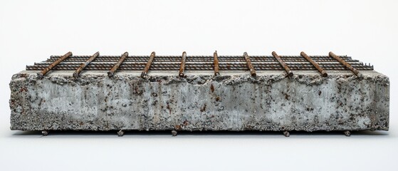 Analyzing reinforced concrete slab cross section construction site educational illustration laboratory setting detailed view high fidelity design