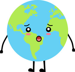 Earth frowning with a sad and disappointed look.
