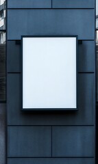 Square Signboard Mockup Mounted on Dark Gray Wall with a Clean White Display