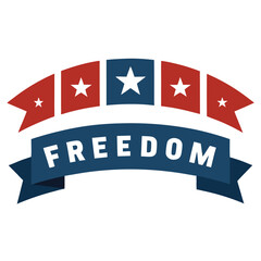 USA Independence Day freedom Banner, 4th of July American banner vector on white background