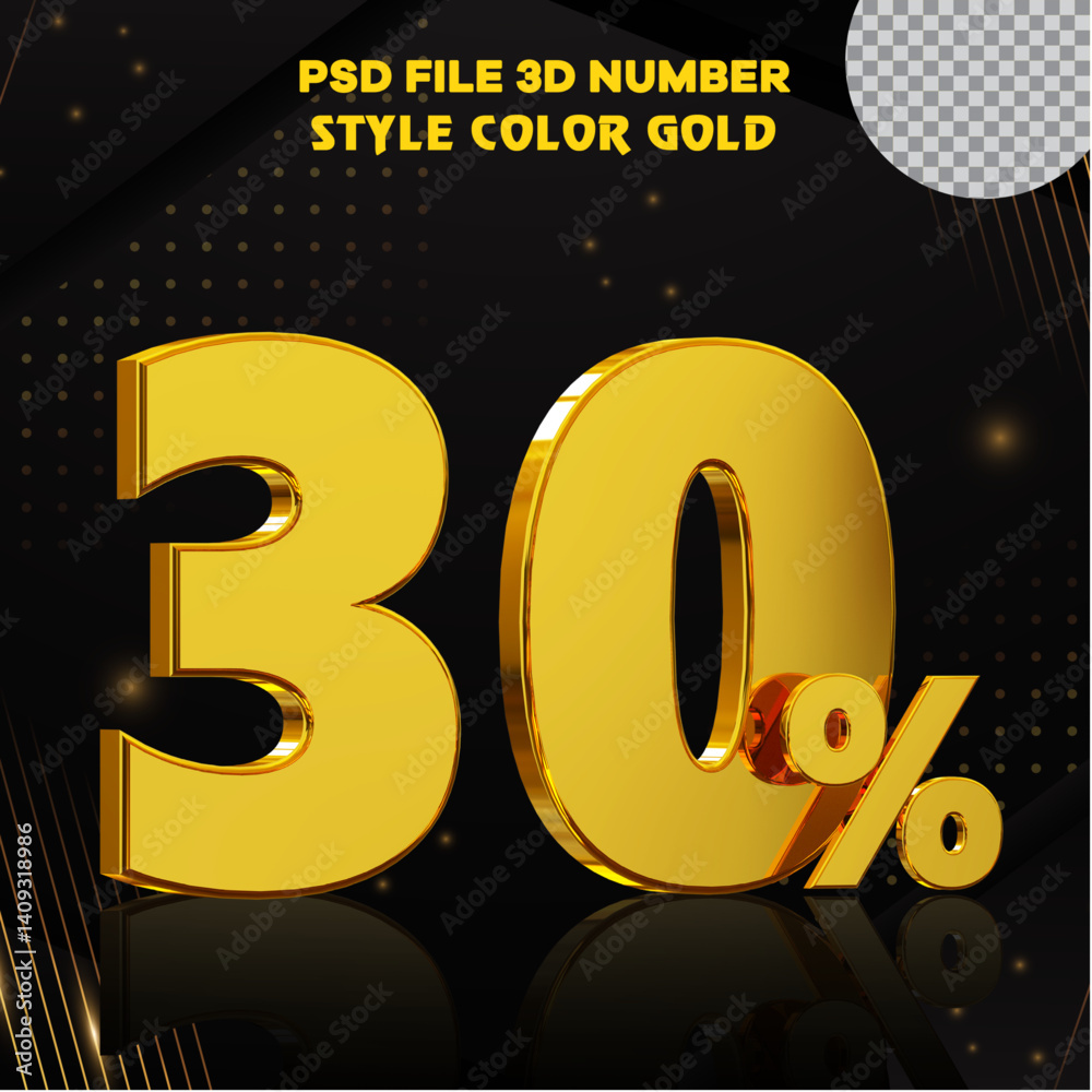 Fototapete number 30 percent 3d render collection with color?? golden file eps