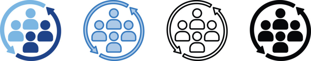 Collection of various styles of customer relationship icons