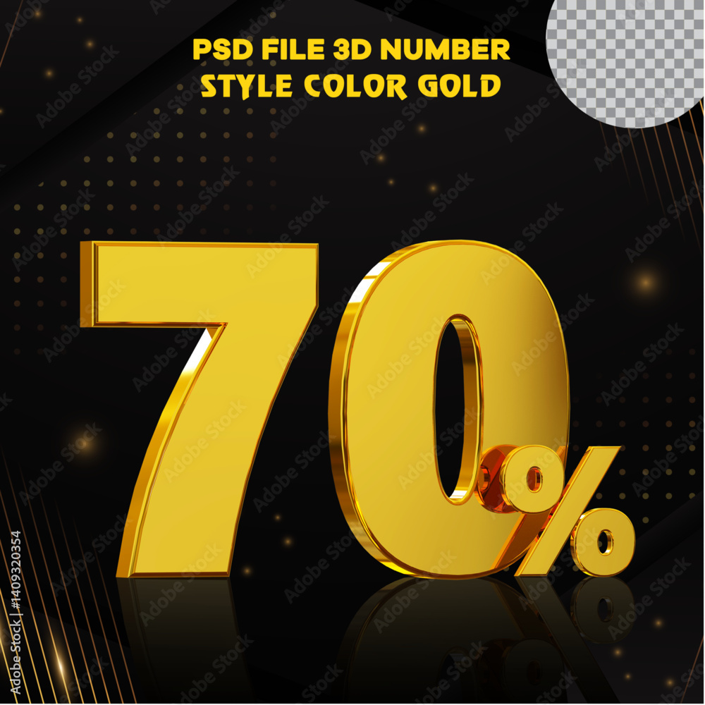 Fototapete number 70 percent 3d render collection with color?? golden file eps