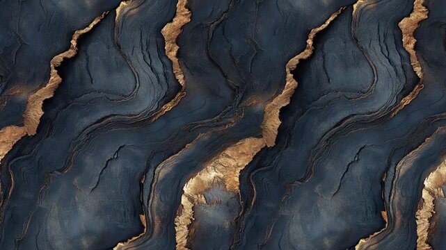 Blue and Gold Lava Texture Loop Animation Background