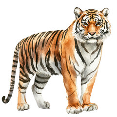 Fototapeta premium Watercolor Painting of a Majestic Tiger on Transparent Background