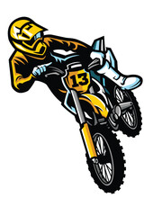 Dirt bike rider on a white background