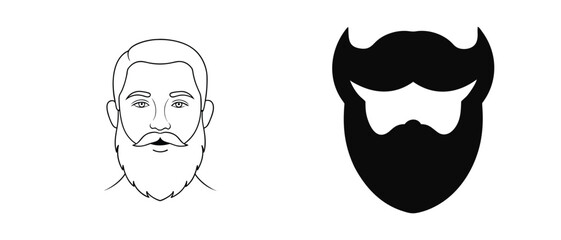 Beard Silhouette Icon Set: Minimalist and Bold Grooming Design