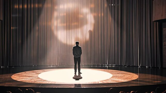 solo speaker on stage delivering keynote