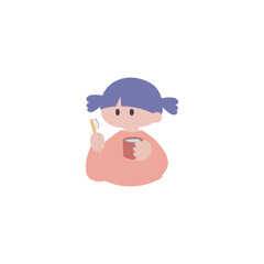 歯磨きをする女の子