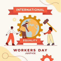 Obraz premium International Workers Day, celebrated on 1st May, honours the contributions and struggles of workers worldwide. Also known as Labor Day in many countries