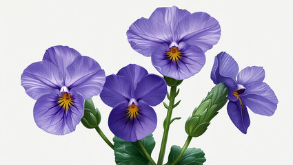 Cluster of Light Purple Pansy Flowers