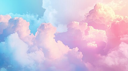 Fototapeta premium Dreamy Pastel Cloud Background with Soft Pink and Blue Hues