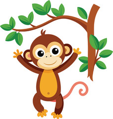 Monkey hanging from tree