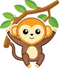 Naklejka premium Monkey hanging from tree