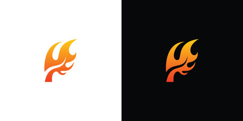 fire flame initial letter F vector design logo inspiration icon template