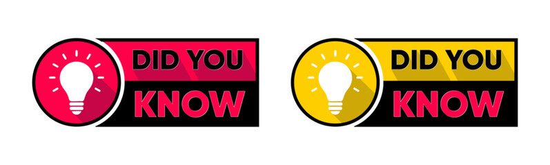 Did You Know Label with Light Bulb Icon in Pink and Yellow Designs