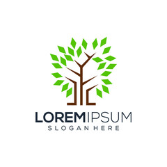 Abstract digital tree logo design