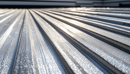Fototapeta premium Installing insulation layer construction site close-up image industrial environment high fidelity viewpoint