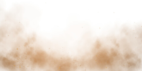 A stunning illustration showing sandy smoke clouds mixed with dust and particles on a transparent background