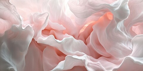 Fototapeta premium Abstract Fabric in Pastel Hues: A mesmerizing close-up of flowing fabric, rendered in soft pastel shades, creating a dreamy and ethereal atmosphere. The image plays with light and shadow.