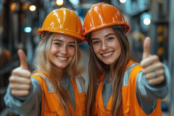 Young Women in Construction at a Job Site