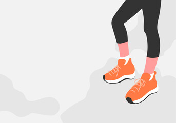 ランニング中に一休みしている女性の足元のベクターイラストレーション
