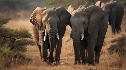 Fototapeta premium elephants in the savannah