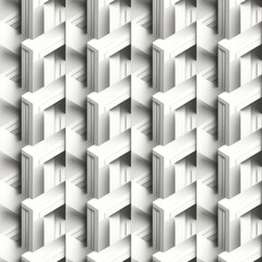 Fototapeta premium Abstract White Geometric Pattern: Interlocking Cubes in Minimalist Style