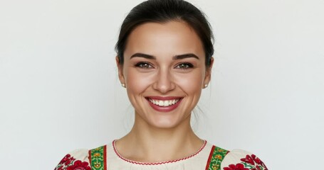 Portrait smiling young people, different nationalities, slideshow on a white background multiracial group