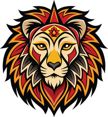 Lion head in tribal style