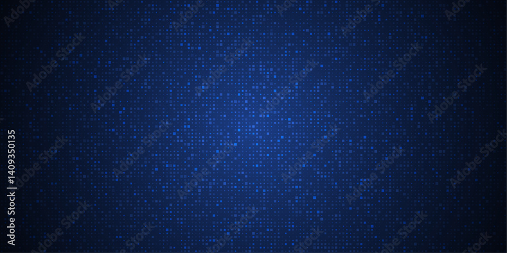 Poster Abstract grid pixel pattern background. Vector illustration element with square, geometric mosaic, texture on dark blue color. Graphic design for digital datum, technology futuristic background