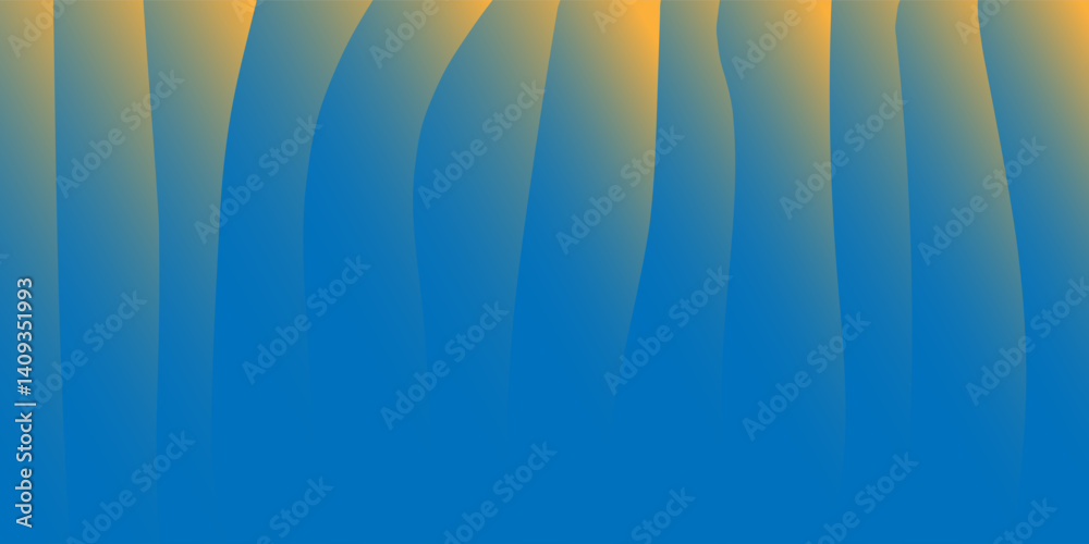 Wall mural abstract gradient surface design with 3d effect smooth yellow and dark blue curved shapes creating a