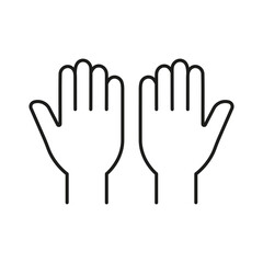 Two Raised Hands Line Icon. Celebration, Success, And Applause Gesture Outline Symbol. High Five, Agreement, And Support Representation. Editable Stroke. Isolated Vector Illustration