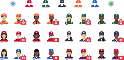 Avatars of paramedics in uniform – flat style vector illustration © Anna