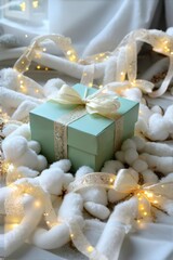 gift box with golden ribbon background