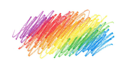 grunge hand drawn rainbow crayon isolated on white transparent background PNG