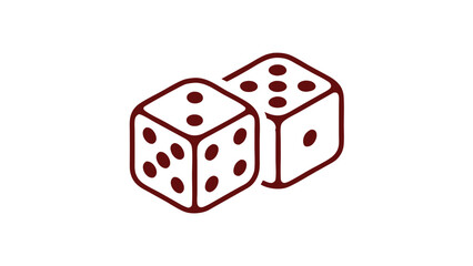 Two red dice roll a chance game night dark background simple design