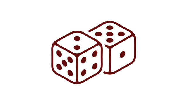 Two red dice roll a chance game night dark background simple design