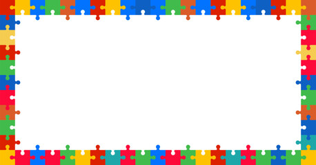 Autism Awareness day Colorful Puzzles Frame Background