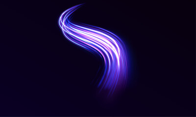 Speed connection vector background. Vector swirl trail effect. Light trail wave, fire path trace line, car lights, optic fiber and incandescence curve twirl.	
