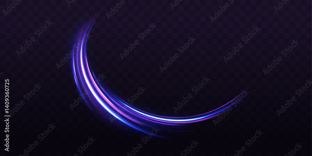 Poster vector light speed trails swirl across a dark background with blue and orange neon glows. the motion