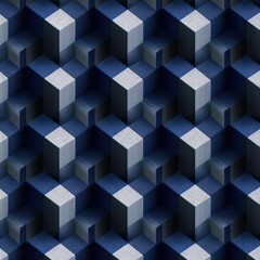 Obraz premium Cubic Blue and Gray Textured Pattern: A Modern Geometric Design