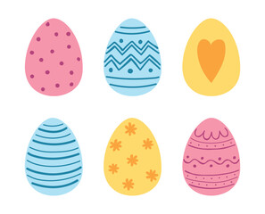 Colourful Easter eggs set. Icons in cartoon style. Vector illustration