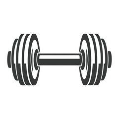 Dumbbell Vector Icon in Black Silhouette Style.