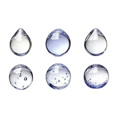 Shiny water droplets or gemstones collection for sparkling effects