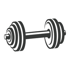 Dumbbell Vector Icon in Black Silhouette Style.