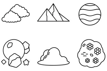rock cycle line art depicting rock material changes